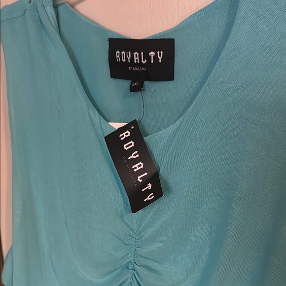 Royalty For Me Blue Asymmetrical Ruched Bodycon Dress - Picture 3 of 4